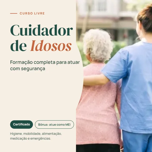 Capa do curso Cuidador de Idosos: Formação Completa para Atuar com Segurança