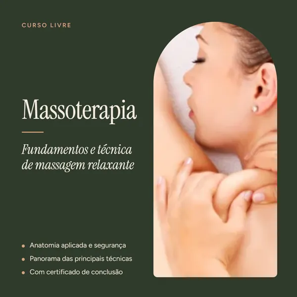 Capa do curso Massagem Relaxante: Técnicas, Anatomia e Atendimento