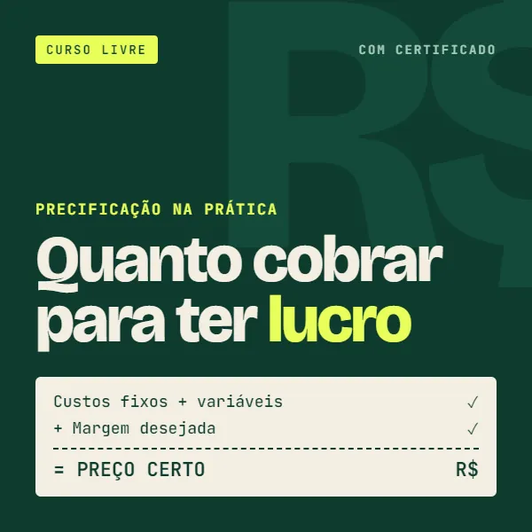 Capa do curso Precificação na Prática: Quanto Cobrar para Ter Lucro